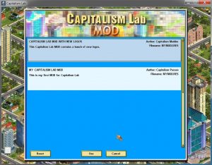 [Reset] button at bottom-left of the MOD Setting interface