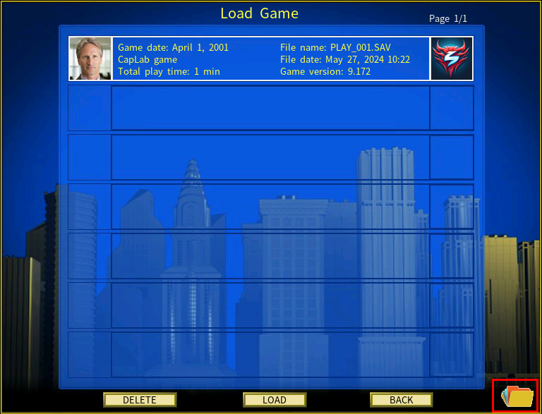 Open savegame folder
