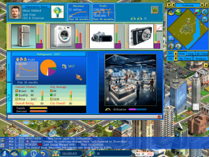 Business simulation game showing an Electronics Store