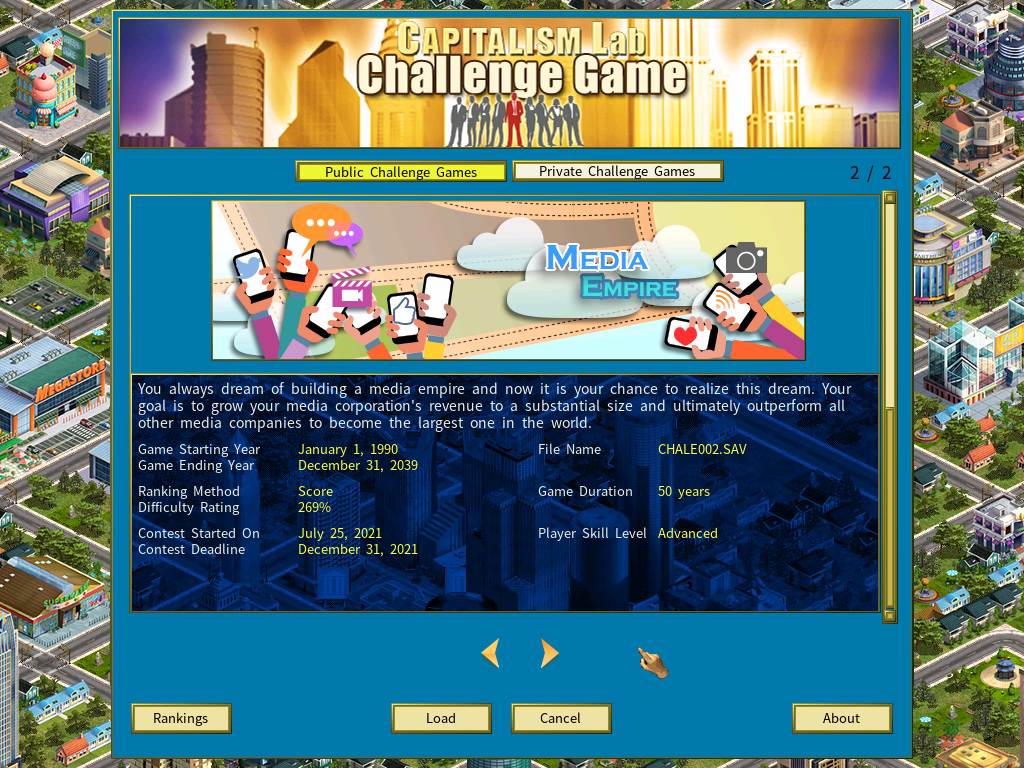Public challenge game selection
