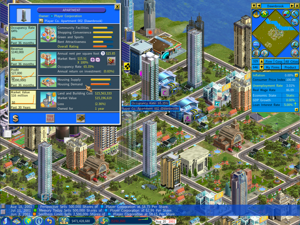 Real estate simulation in Capitalism Lab World's 1 business simulator