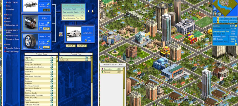 Business simulation game showing the Manufacturer's Guide