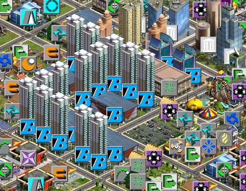 Downtown Lanzhou, built up with apartment towers and commercial buildings