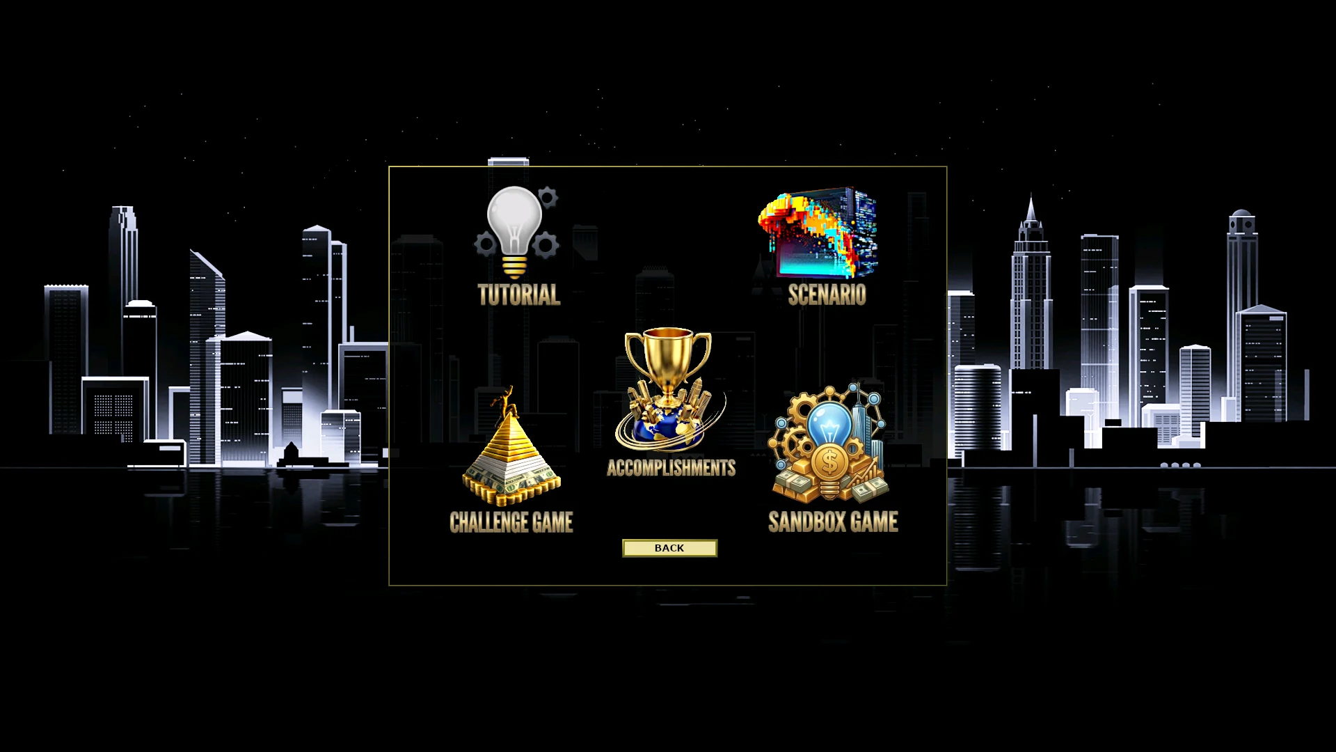 Capitalism Lab Dark Mod: the game mode selection screen