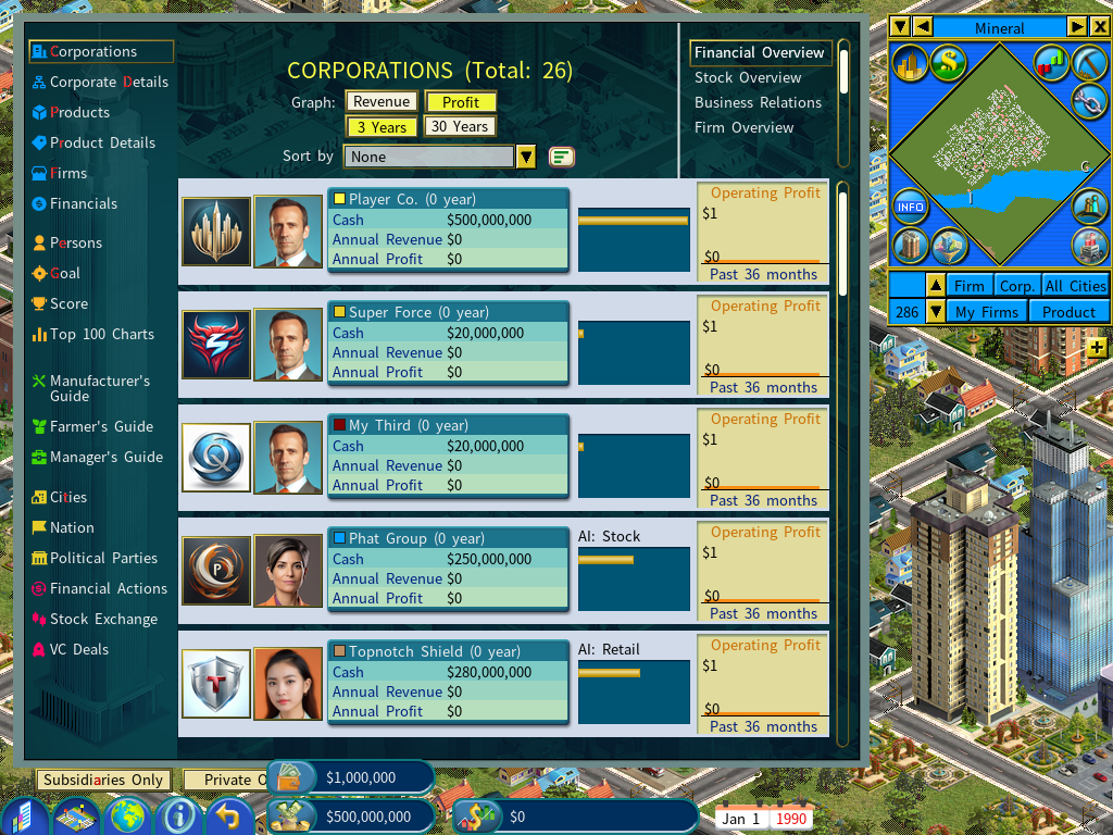 Running multiple companies in Capitalism Lab